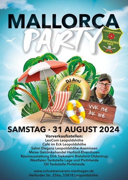 SV Nienhagen: Mallorca Party am 31.08.2024